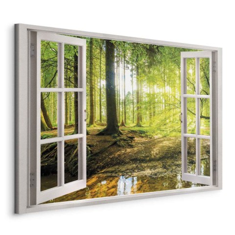Obraz - Okno: widok na las 30x20 Standard