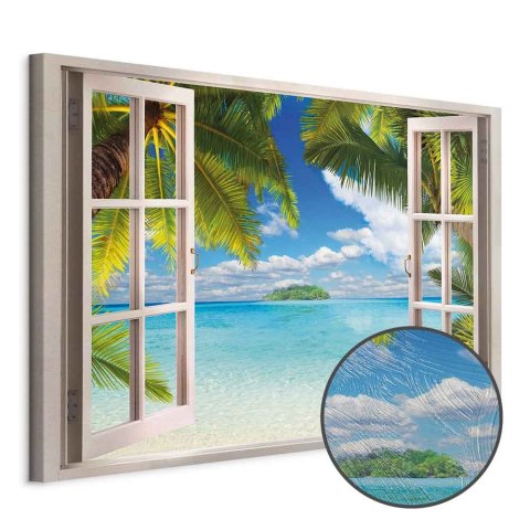 Obraz - Okno: widok na morze 30x20 Premium Print
