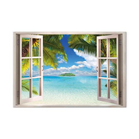 Obraz - Okno: widok na morze 60x40 Standard