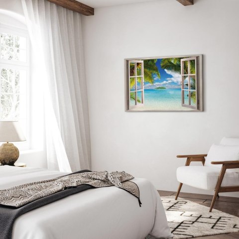 Obraz - Okno: widok na morze 90x60 Standard