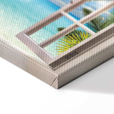 Obraz - Okno: widok na morze 90x60 Standard