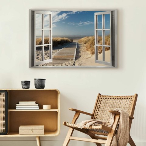 Obraz - Okno: widok na plażę 30x20 Premium Print