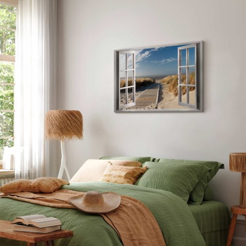 Obraz - Okno: widok na plażę 60x40 Standard