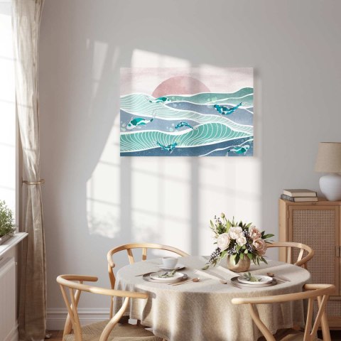 Obraz - Ryby na falach 60x40 Na płótnie włoskim