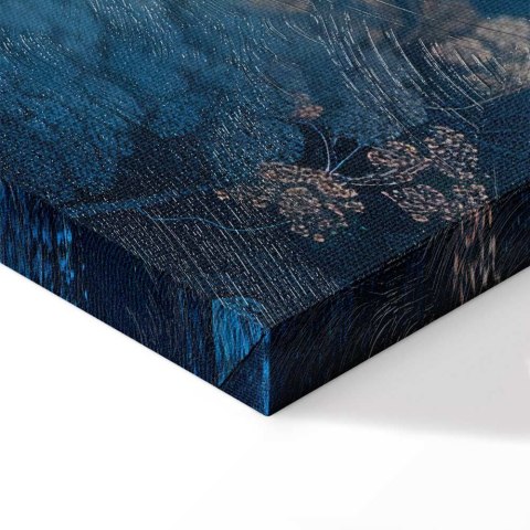 Obraz - Pejzaż z drzewami w ilustracyjnym stylu bajkowy niebieski las 30x20 Premium Print