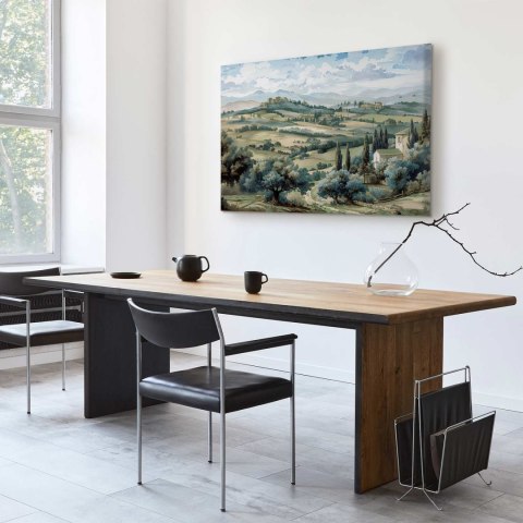 Obraz - Pejzaż z zielonymi polami i drzewami toskański słoneczny widok 30x20 Premium Print