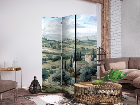 Parawan - Pejzaż z zielonymi polami i drzewami - toskański słoneczny widok 135x172 Akustyczny