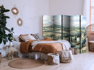 Parawan - Pejzaż z zielonymi polami i drzewami - toskański słoneczny widok 225x172 Akustyczny