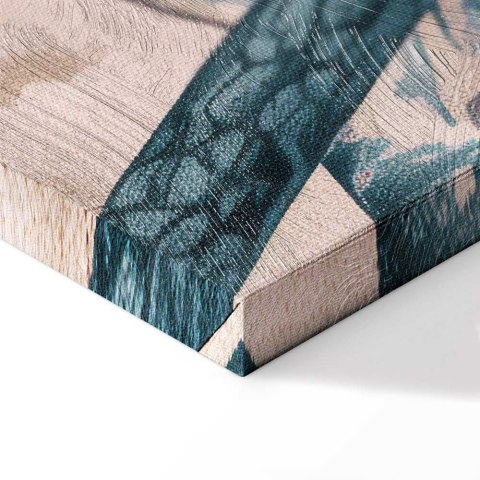 Obraz - Górzyste wybrzeże z drzewami i skałami w lekkich pastelowych błękitach 30x20 Premium Print