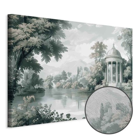 Obraz - Widok na park i jezioro retro vintage pejzaż w zieleniach 30x20 Premium Print