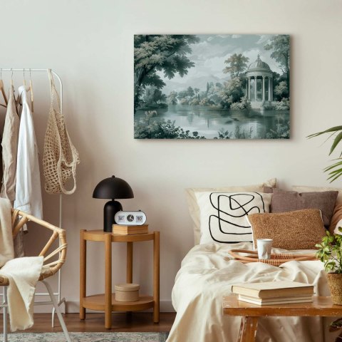 Obraz - Widok na park i jezioro retro vintage pejzaż w zieleniach 90x60 Standard