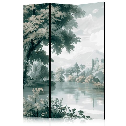 Parawan - Widok na park i jezioro - retro vintage pejzaż w zieleniach 135x172 Akustyczny