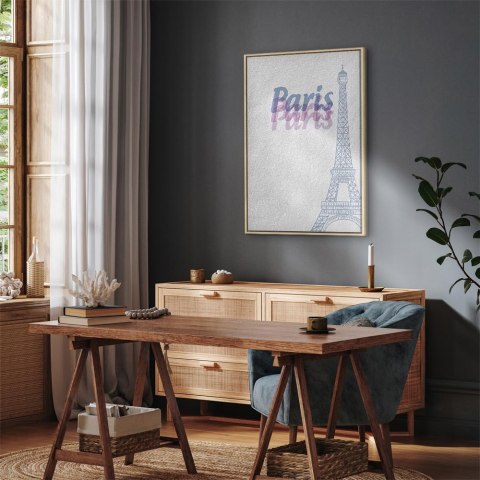 Obraz - Paryż w akwarelach (1-częściowy) pionowy 80x120 W ramie drewnianej naturalnej