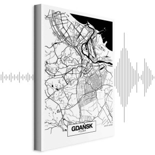 Obraz - Mapa miasta: Gdańsk (1-częściowy) pionowy 60x90 Akustyczny