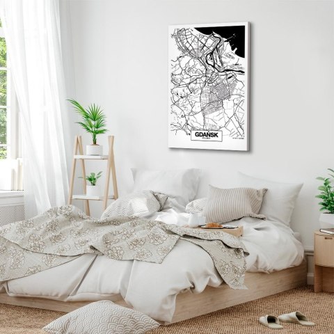 Obraz - Mapa miasta: Gdańsk (1-częściowy) pionowy 60x90 Akustyczny