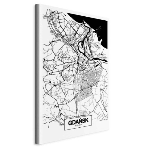 Obraz - Mapa miasta: Gdańsk (1-częściowy) pionowy 60x90 Na płótnie włoskim