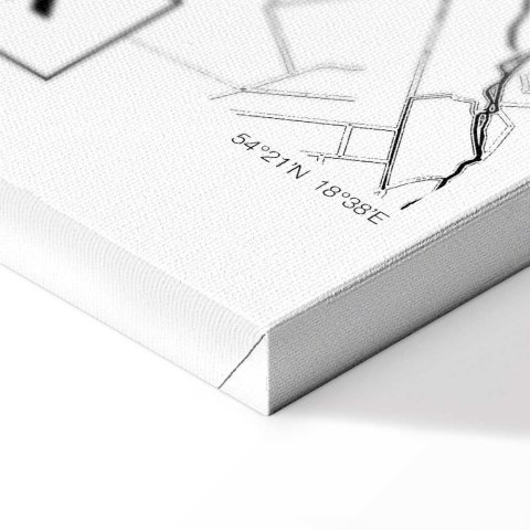 Obraz - Mapa miasta: Gdańsk (1-częściowy) pionowy 60x90 Na płótnie włoskim