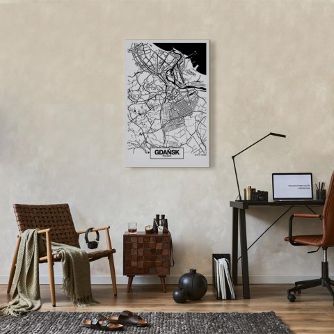 Obraz - Mapa miasta: Gdańsk (1-częściowy) pionowy 80x120 Premium Print