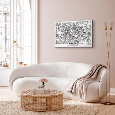 Obraz - Mapa miasta: Kraków (1-częściowy) szeroki 120x80 Akustyczny