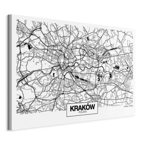 Obraz - Mapa miasta: Kraków (1-częściowy) szeroki 120x80 Na płótnie włoskim