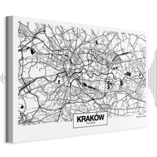 Obraz - Mapa miasta: Kraków (1-częściowy) szeroki 30x20 Akustyczny