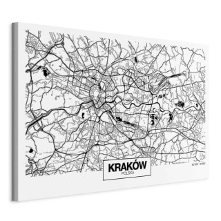 Obraz - Mapa miasta: Kraków (1-częściowy) szeroki 30x20 Na płótnie włoskim