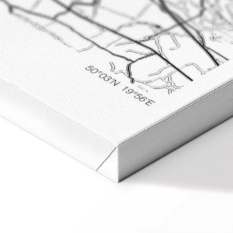 Obraz - Mapa miasta: Kraków (1-częściowy) szeroki 30x20 Na płótnie włoskim