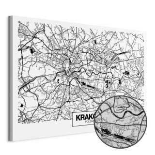 Obraz - Mapa miasta: Kraków (1-częściowy) szeroki 30x20 Premium Print