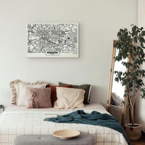 Obraz - Mapa miasta: Kraków (1-częściowy) szeroki 60x40 Akustyczny