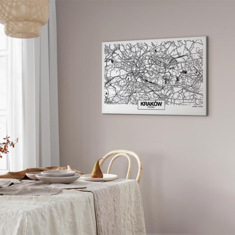 Obraz - Mapa miasta: Kraków (1-częściowy) szeroki 60x40 Akustyczny