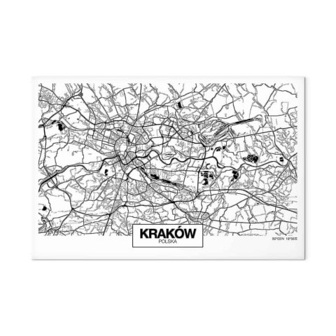Obraz - Mapa miasta: Kraków (1-częściowy) szeroki 60x40 Standard