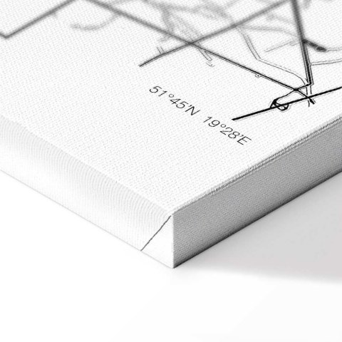 Obraz - Mapa miasta: Łódź (1-częściowy) pionowy 20x30 Na płótnie włoskim