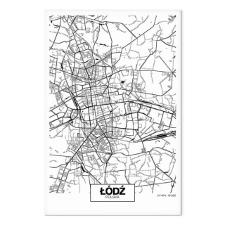 Obraz - Mapa miasta: Łódź (1-częściowy) pionowy 20x30 Standard