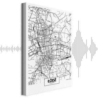 Obraz - Mapa miasta: Łódź (1-częściowy) pionowy 40x60 Akustyczny