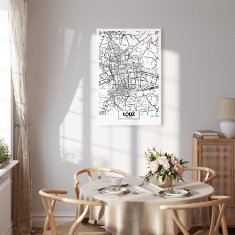 Obraz - Mapa miasta: Łódź (1-częściowy) pionowy 60x90 Na płótnie włoskim