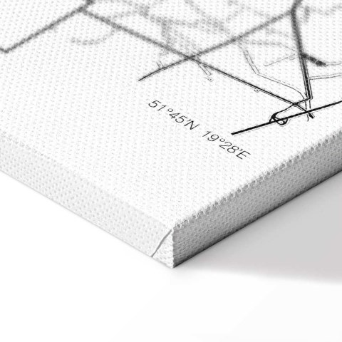 Obraz - Mapa miasta: Łódź (1-częściowy) pionowy 60x90 Standard
