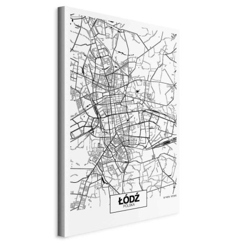 Obraz - Mapa miasta: Łódź (1-częściowy) pionowy 80x120 Na płótnie włoskim