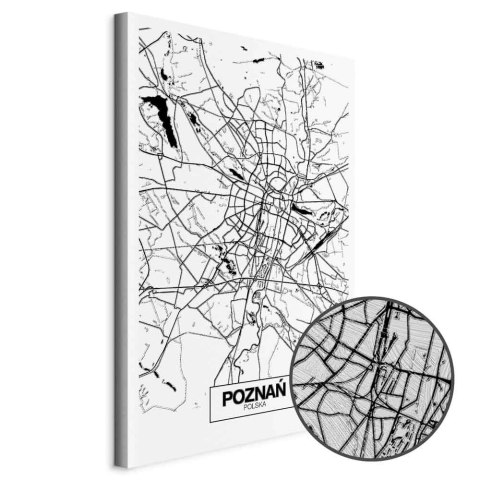 Obraz - Mapa miasta: Poznań (1-częściowy) pionowy 20x30 Premium Print