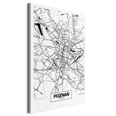 Obraz - Mapa miasta: Poznań (1-częściowy) pionowy 40x60 Na płótnie włoskim