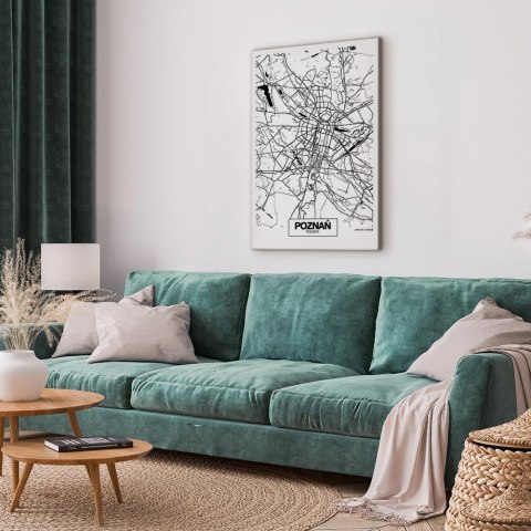 Obraz - Mapa miasta: Poznań (1-częściowy) pionowy 40x60 Na płótnie włoskim