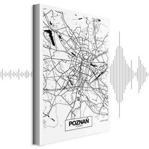 Obraz - Mapa miasta: Poznań (1-częściowy) pionowy 60x90 Akustyczny