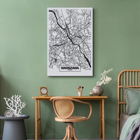 Obraz - Mapa miasta: Warszawa (1-częściowy) pionowy 20x30 Na płótnie włoskim