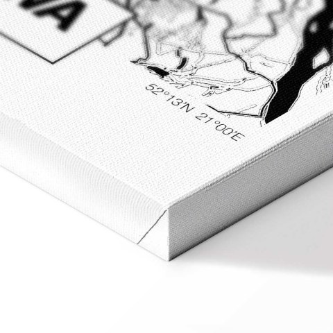 Obraz - Mapa miasta: Warszawa (1-częściowy) pionowy 20x30 Na płótnie włoskim