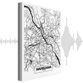 Obraz - Mapa miasta: Warszawa (1-częściowy) pionowy 40x60 Akustyczny