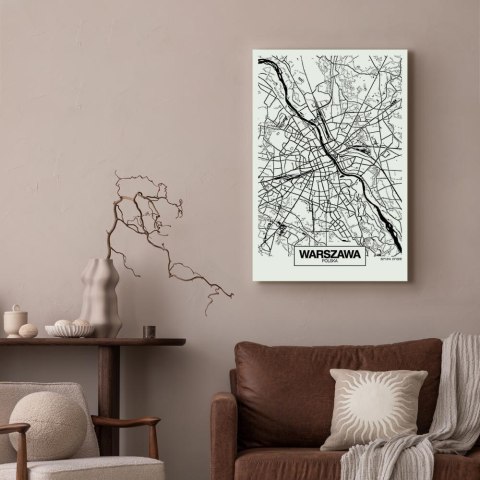 Obraz - Mapa miasta: Warszawa (1-częściowy) pionowy 40x60 Na płótnie włoskim
