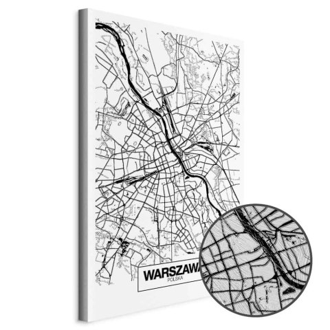 Obraz - Mapa miasta: Warszawa (1-częściowy) pionowy 40x60 Premium Print