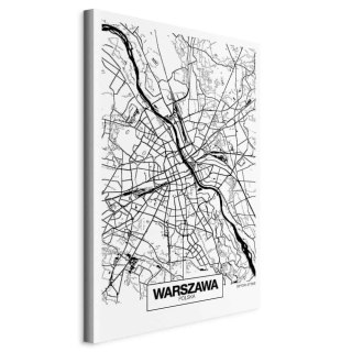 Obraz - Mapa miasta: Warszawa (1-częściowy) pionowy 40x60 Standard