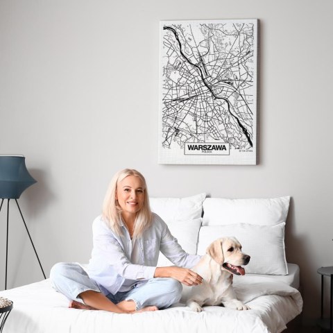 Obraz - Mapa miasta: Warszawa (1-częściowy) pionowy 80x120 Na płótnie włoskim