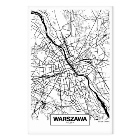Obraz - Mapa miasta: Warszawa (1-częściowy) pionowy 80x120 Standard