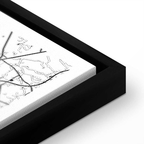Obraz - Mapa miasta: Warszawa (1-częściowy) pionowy 80x120 W ramie drewnianej czarnej